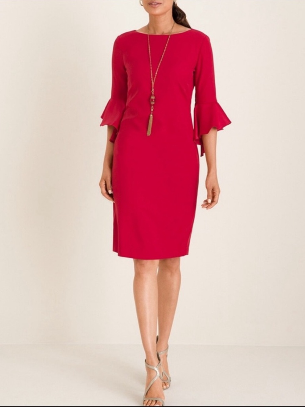 NWT Chico’s Ruffle-Sleeve Satin Dress